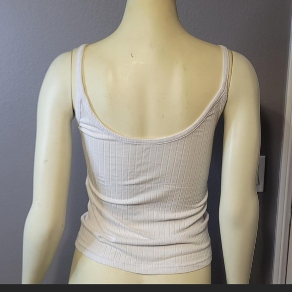 White Ribbed Button-Front Tank Top - Picture 2 of 2